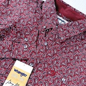 Wrangler George Strait Mens Shirt Large Burgundy Paisley L/S Relaxed Stretch